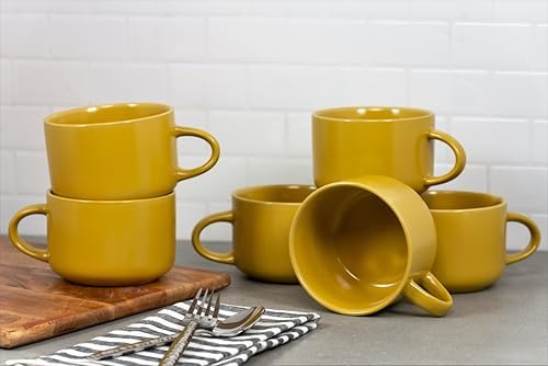 10 Strawberry Street Wazee Matte Oversized Mug, Yellow, Set of 6 - Image 4