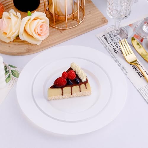 Bestluck 100PCS White Plastic Plates, White Disposable Plates for 50 Guests - Image 4
