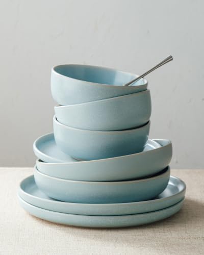 Famiware Milkyway 18-Piece Stoneware Dinnerware Set, Light Blue - Image 4