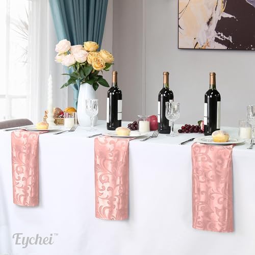 12 Pack Rose Gold Damask Satin Napkins 17 x 17 Inch - Image 5