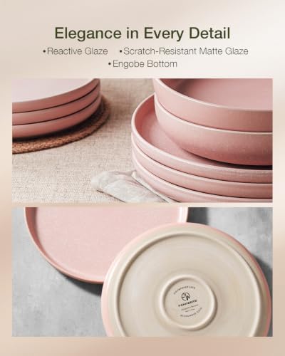 Famiware Milkyway 18-Piece Stoneware Dinnerware Set, Light Pink - Image 4