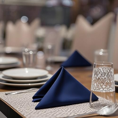 FOLINS&HOME Navy Blue Cloth Napkins Set of 8 Decorative 20x20 Inch Napkins - Image 5