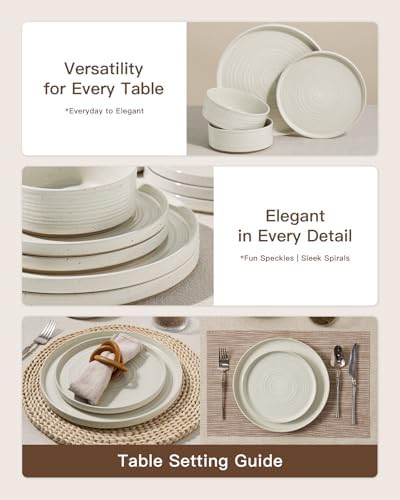 Stoneware Dinnerware Sets, Plates, Bowls, Dishes Set for 8 - Image 4