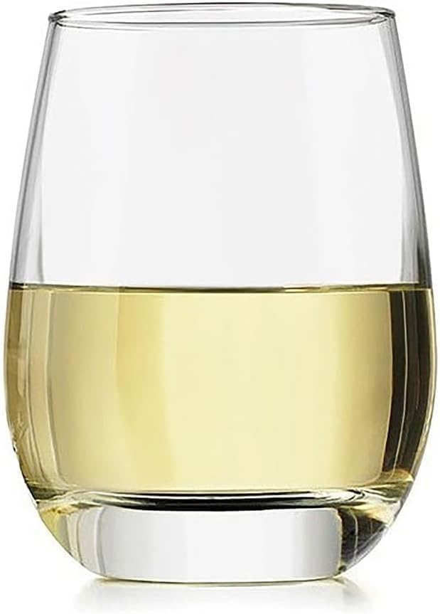 Libbey 231 Stemless Wine Glasses Set of 12, Clear, Restaurant Quality Red and White Wine Glasses, Drinking Glasses Set for Large Gatherings and Events