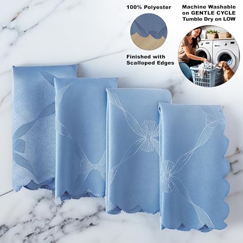 Newbridge Holiday Ribbons Bows Blue Napkins, Set of 4 - Image 4