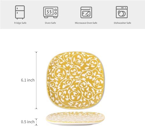 Selamica Porcelain Small Plates - 6 Inch Dessert, Appetizer & Salad Plates - Microwave & Dishwasher Safe - Set of 6 - Assorted Color - Image 2