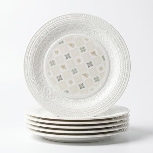 Bone China Salad Plates Set of 6, 8 Inch Patterned Dessert Plates by OniAnt