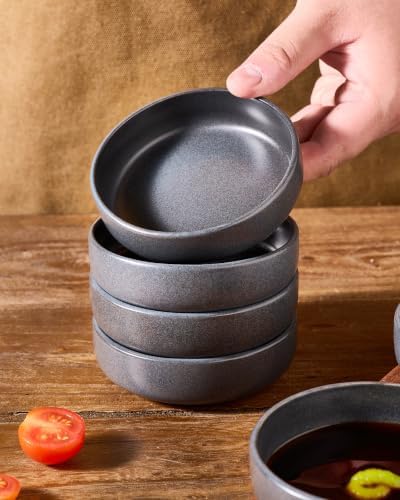 famiware Ceramic Soy Sauce Dish, 4oz Dipping Bowls Set of 6, Matte Black - Image 5