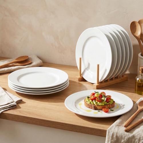 Vesici 24 Pieces 9.96 Inch Melamine Dinner Plates White Round Plates - Image 6