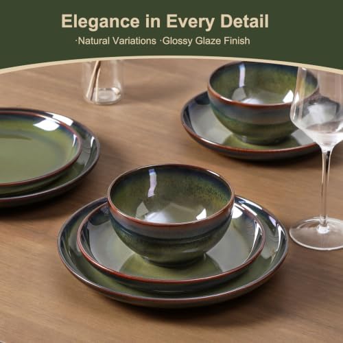 DOMICREVERY Ceramic Dinnerware Sets for 4, 12 Piece Plates and Bowls Sets - Image 5