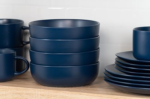 10 Strawberry Street Wazee Matte Coupe Dinnerware, Bowl, Dark Blue, Set of 6 - Image 4