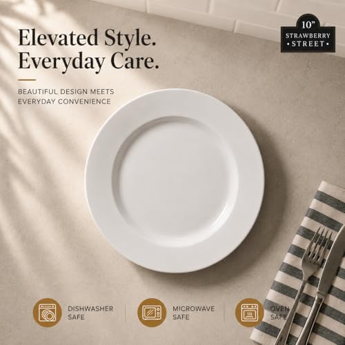 10 Strawberry Street Simply White 10.5" Round Dinner Plate, Set of 6 - Image 5