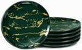 7.5-Inch Ceramic Salad Plates Set of 6, Green and Gold Marble by Loymokinar