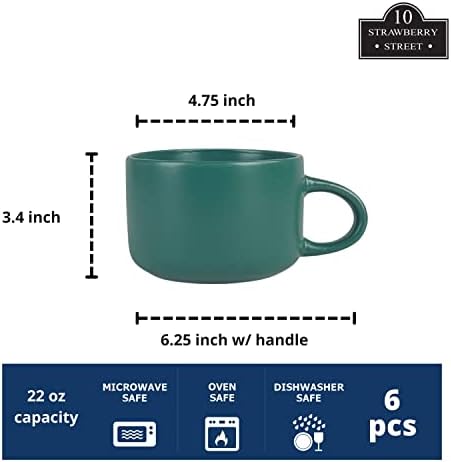 10 Strawberry Street Wazee Matte 4.75"/22 oz Oversized Mug, Set of 6, Emerald Green - Image 2
