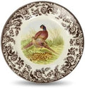 Spode Woodland Pheasant 8" Salad Plate - Rustic Fine Earthenware Dish with Game Bird and British Flowers Border - Made in England, Microwave, Oven, Freezer, Dishwasher Safe - Mix & Match with Delamere by Spode