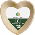 Charity Leaf Disposable Palm Leaf 8" Heart Plates (50 pieces) Bamboo Like Serving Platters, Disposable Boards, Eco-Friendly Dinnerware For Weddings, Catering, Events