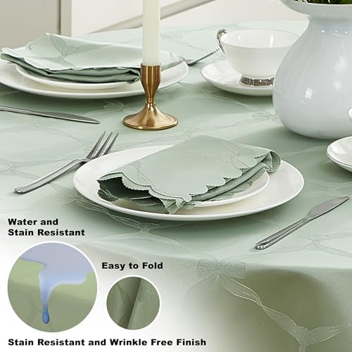 Newbridge Holiday Ribbons Bows Sage Green Napkins, Set of 4 - Image 3
