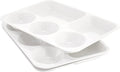 Divided Melamine Plates 5-Compartment White Serving Tray, 13.3 x 9.76 inches, 3 PCS, PFW-133976-03