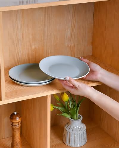 LaGlint 8.5 Inch Salad Plate Set of 6, Grey Opal Glass Round Plates - Image 4