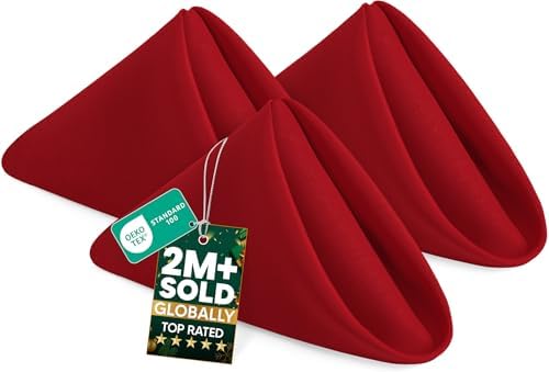 Utopia Home [12 Pack, Red] Cloth Napkins 17x17 Inches, 100% Polyester by UTOPIAHOME