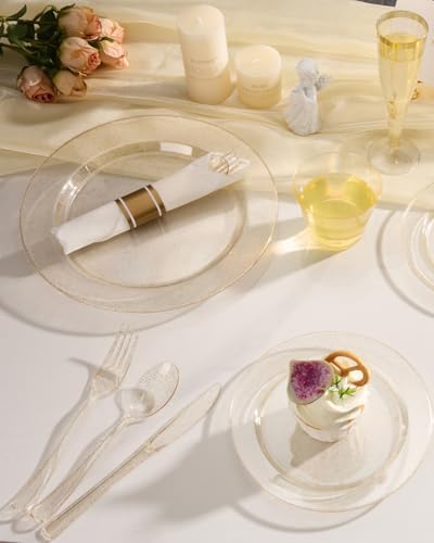 Goodluck 320PCS Glitter Fancy Disposable Dinnerware for 40 Guests - Image 6