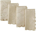 Newbridge Portofino Scalloped Damask Fabric Napkins, Set of 4, Linen, Wrinkle and Stain Resistant Fine Dining Holiday Party Fabric Napkin Set by HomeBargainsPlus