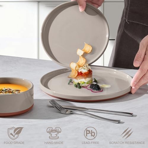 LIANYU Stoneware Dinnerware Set Service for 4, 12 PCS Plates and Bowls Sets - Image 3