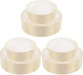 PULOTE 60 PCS Ivory Plastic Plates - Cream Plastic Disposable Include 30 Dinner and 30 Dessert Plates with Gold Rim - Ideal for Party & Wedding (Pack of 3) by PULOTEpartywareWesupplyproductsandyouenjoylife