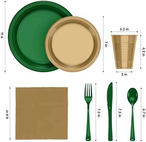 Exquisite 350 Pcs St. Patricks Plastic Plates For Party St. Patricks Disposable Plates Set, 50 Of Each 9" Dinner Plate Set, 7" Dessert Plate, Cups, Napkins & Cutlery Plastic Dinnerware - Image 2