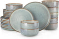 vancasso PLAYA Plates and Bowls Sets, 24 Pieces Light-Blue Dinnerware Sets for Kitchen, Reactive Glaze Dishes Set for 8, Dishwasher and Microwave Safe by vancasso
