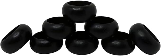 Handmade Wooden Napkin Ring Made by Artisan Beautifully Crafted and Designed in India Black Set of 12 (BH)