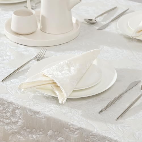 Laura Ashley Wrinkle Resistant Annaleigh Tablecloth, 60" x 102", Ivory - Image 3
