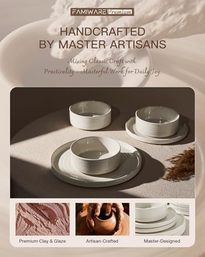 Stoneware Dinnerware Sets, Plates, Bowls, Dishes Set for 8 - Image 6
