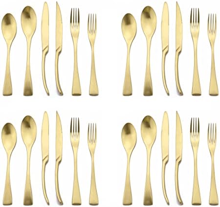 Luxury 18/10 Stainless Steel Matte Champagne gold Cutlery Flatware Set - Utensil Set Steak Spoons and Forks Knife Silverware Set,Service for 4 (24-Piece) by Uniturcky