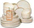 Pokini Large Holiday Dinnerware Sets for 8, Ceramic Plates and Bowls Set, Kitchen Dish Set, Microwave & Dishwasher Safe Dishware, Perfect for Christmas & Thanksgiving, Yellow White by Pokini