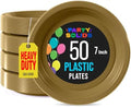 Exquisite Party Solids Sturdy Gold Plastic Plates 7" Cake Plates 50 Pcs by Exquisite