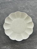 White Ceramic Salad Plates Set of 4, 8 Inch Flower Shaped Appetizer Plates, Embossed Small Plates for Salad,Cake,Snacks,Fruit,Tea Party, Microwave Oven Dishwasher Safe (PALE YELLOW, 10 IN) by SHIDACHENG