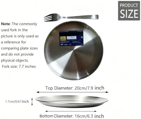 Stainless Steel Plates,3Pcs 8Inchs Dinner Dishes Plates Camping Plate - Image 2