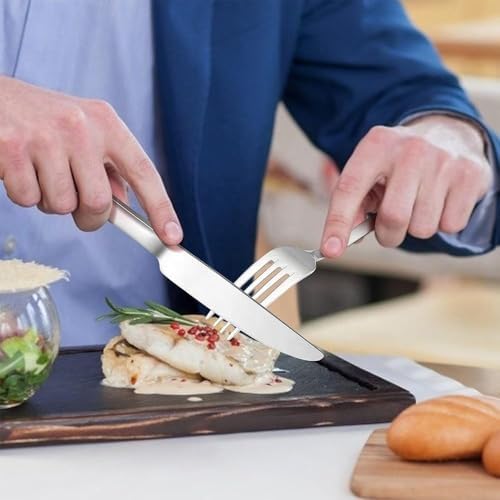 HornTide 12-Piece Flatware Sets Dinner Knife Fork Spoon, 3-Piece Place Setting Service for 4 Person Stainless Steel Mirror Polishing, Ideal for Home, Kitchen and Restaurant - Image 3