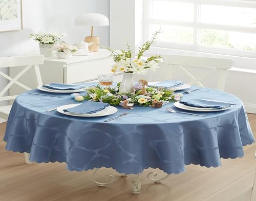 Newbridge Holiday Ribbons Bows Blue 60 x 84 Oval Tablecloth - Image 6