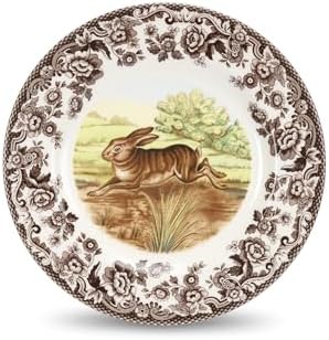 Spode Woodland Rabbit Salad Plate - Wildlife Animal Design, 8 Inch Fine Earthenware, Dishwasher, Microwave & Warm Oven Safe to 225°F - Made in England Rustic Country Dining Tableware by Spode