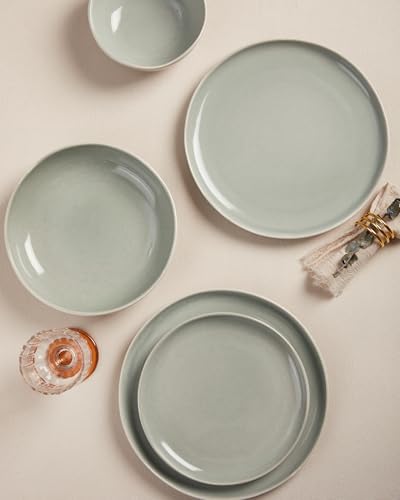 Pokini Stoneware Dinnerware Sets for 8, 32Pcs Ceramic Plates and Bowls Sets - Image 4