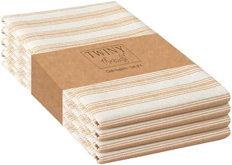 TWINY threads 4 Piece 100% Cotton Cloth Napkins, 18"x18", Mustard Yellow by TWINYThreads