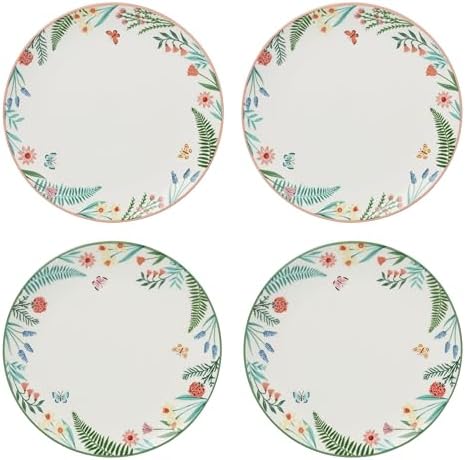 Oneida First Blooms 4-Piece Accent Plates, Appetizer Plate Set for 4 by Oneida