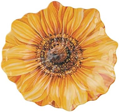 UP Sunflower Melamine Dessert Plates, Floral-Shaped Small Serving Plates, for Appetizer, Snacks, and Side Dishes, Yellow, 7.5 x 7 Inch, Set of 4 - Image 3
