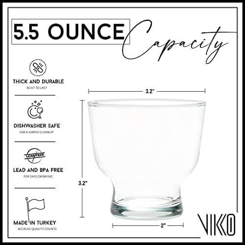 Vikko Dessert Bowls, Set of 12 Decorative Glass Ice Cream Cups, 5.5 Ounce Glass Dish for Dessert, Candy, Fruit Cup, Dishwasher Safe