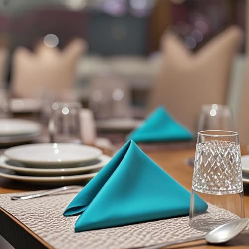 FOLINS&HOME Teal Cloth Napkins Set of 4, Decorative 17x17 Inch Napkins - Image 5