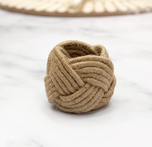 COTTON CRAFT Jute Napkin Ring - 12 Pack Handmade Nautical Knot Napkin Rings - Image 3