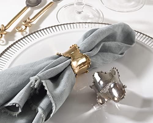 SARO LIFESTYLE Beaded Edge Metal Napkin Rings (Set of 4) - Classic Design Napkin Holders with Scalloped Rim for Formal Dining, Holiday Tables, Dinner Parties, and Special Occasions, Silver - Image 5