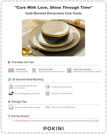 Pokini Porcelain Dinnerware Sets for 4, Luxury China Plates and Bowls Sets - Image 4